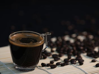 Close-up of coffee cup on table