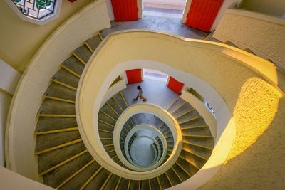 High angle view of spiral stairs