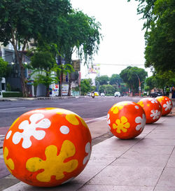 View of pumpkins on street