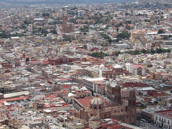 High angle view of buildings in city