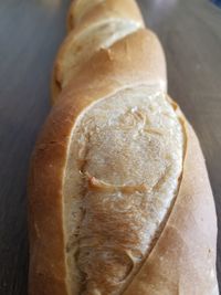 High angle view of bread in plate on table