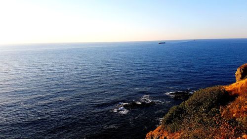 Scenic view of sea against clear sky