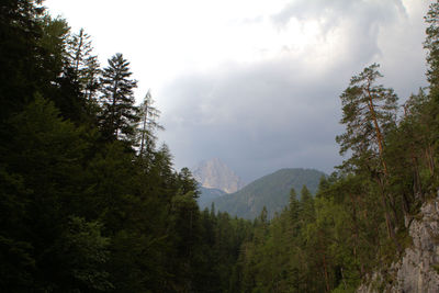 Scenic view of mountains against cloudy sky