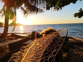 Scenic view of sea against sky at sunset