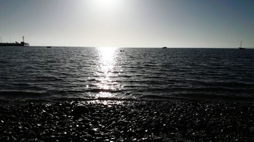 Scenic view of sea against clear sky