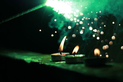 Close-up of illuminated candles