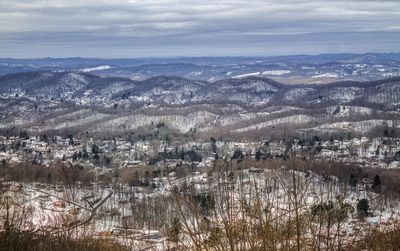 High angle view of cityscape against sky