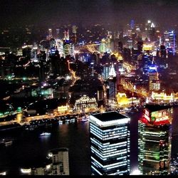 Illuminated city at night