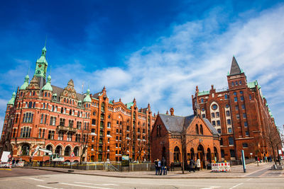 Beautiful antique buildings at hamburg city