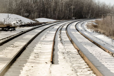 View of railroad tracks during winter