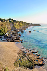 Scenic view of sea against clear sky