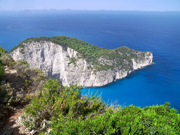 High angle view of plants by sea