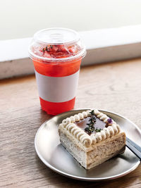 Close-up of dessert in glass on table