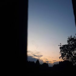 Low angle view of silhouette trees against sky at sunset