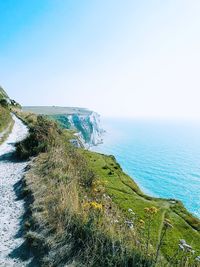 Scenic view of sea against clear sky