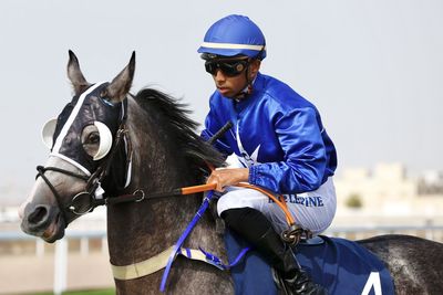 Man riding horse against clear sky