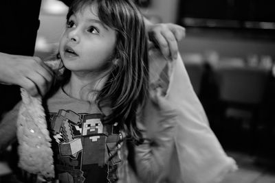 Close-up of girl at home