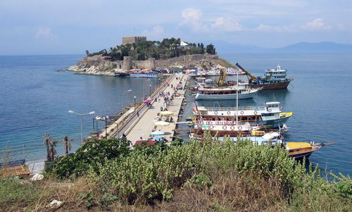 High angle view of sea against sky