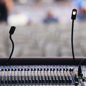 Microphones on sound mixer