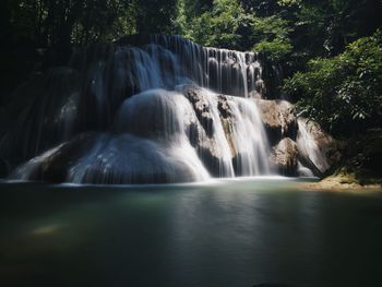 Scenic view of waterfall in forest