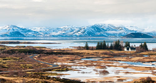 Small lakes at the famous thingvellir national park, part of the golden circle trip in iceland