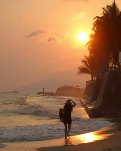 Scenic view of sunset over sea