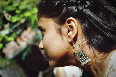 Close-up of woman looking away