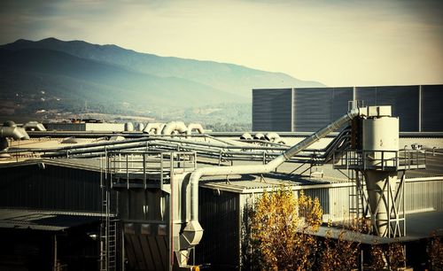 Built structure with mountains in background