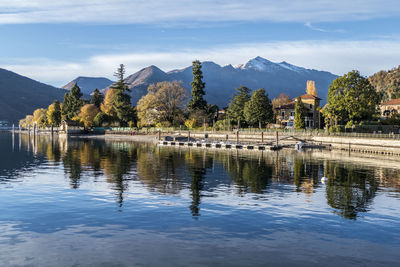 Foliage with red leaves near the lake maggiore in maccagno.