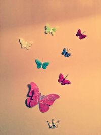 Low angle view of multi colored flying in sky
