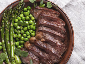 High angle view of meal on table