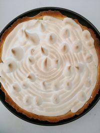 High angle view of dessert on table