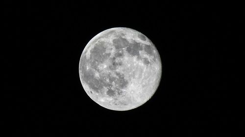 Low angle view of moon against clear sky at night