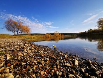 Scenic view of lake against sky