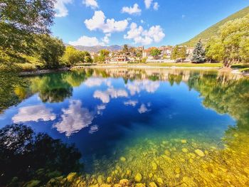 Scenic view of lake against sky