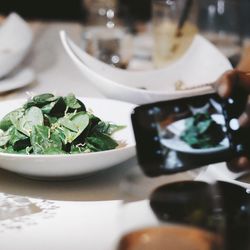 Close-up of salad in plate on table