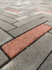 High angle view of zebra crossing on street
