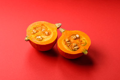 High angle view of tomatoes against yellow background