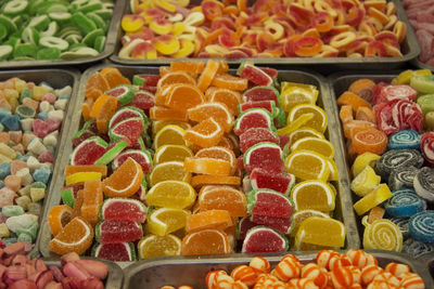 Close-up of multi colored candies for sale