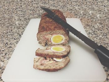 High angle view of breakfast on plate