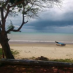 Scenic view of sea against cloudy sky