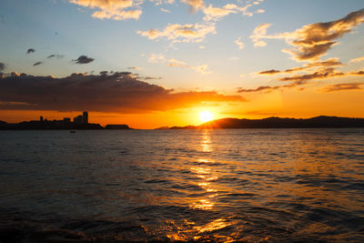 Scenic view of sea against sky during sunset