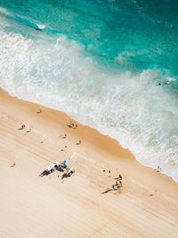 High angle view of people on beach