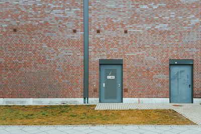 View of built structure with closed doors