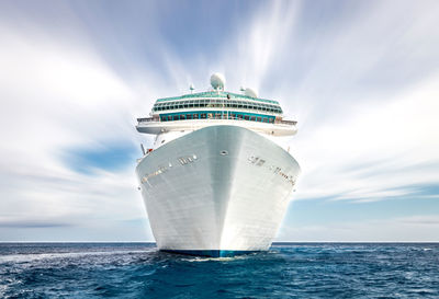 View of ship in sea against sky