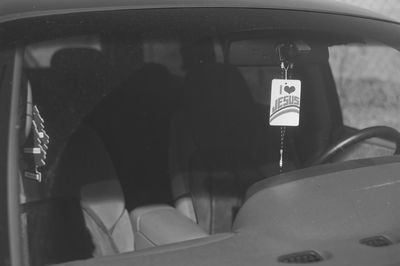 Train seen through windshield