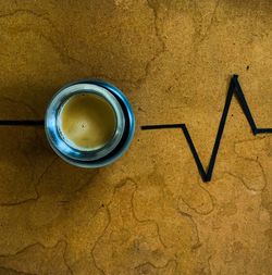 High angle view of coffee on table