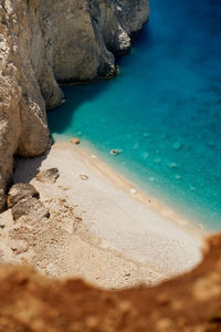 High angle view of rocks on beach