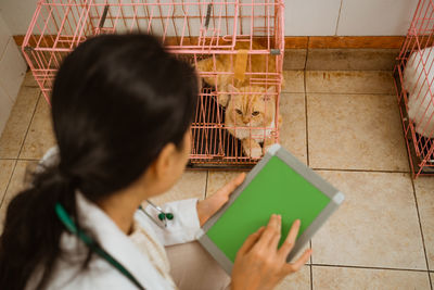 Doctor using digital tablet