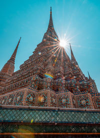 Low angle view of temple building against sky